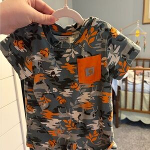 Carhartt Kids Camo Tee with Orange Pocket